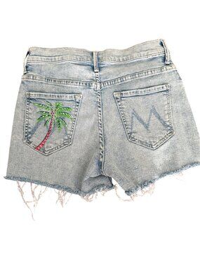 MOTHER High Waisted Rascal Slit Short- Drinking by the Pool- 27